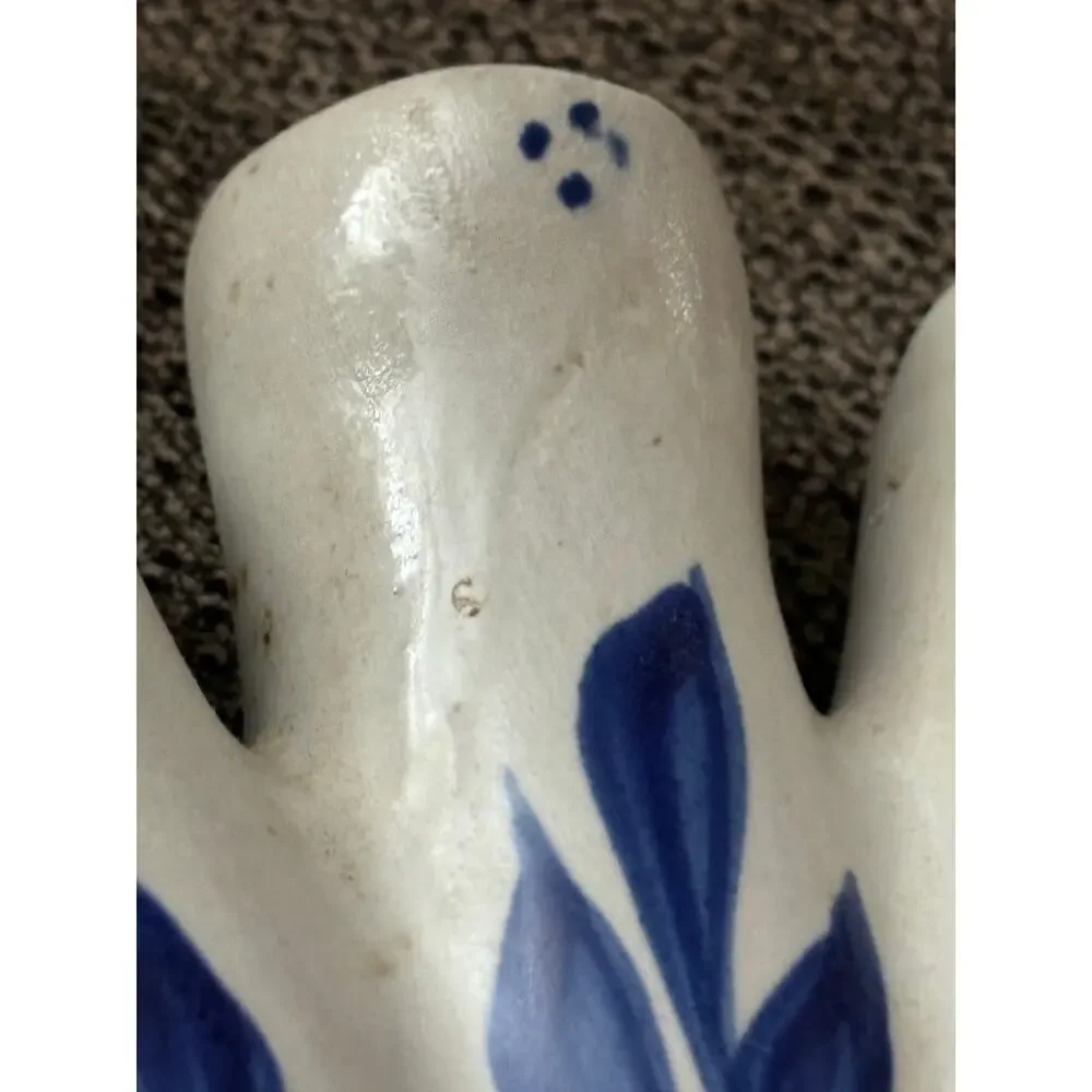 Stoneware 5 Finger Gray Blue Salt Glazed Pottery 6 1/2